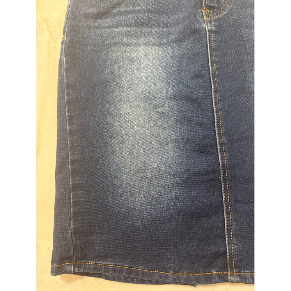 Angel Kiss Los Angeles Dark Wash‎ Denim Pencil Skirt Size M Whiskered Stretch - Picture 3 of 10